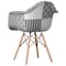 Fabulaxe Mid-Century Modern Style Fabric Lined Armchair with Beech Wooden Legs, Black and White, PK 2 QI004325.BW.2 - alternate 7